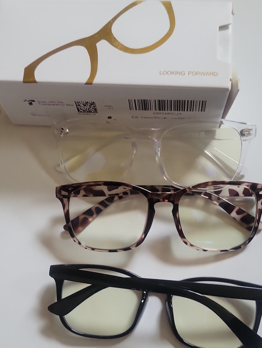 Amazon Blue Light Blocking Glasses Trio — Clear, Tortoiseshell, Black - Picture 2 of 3
